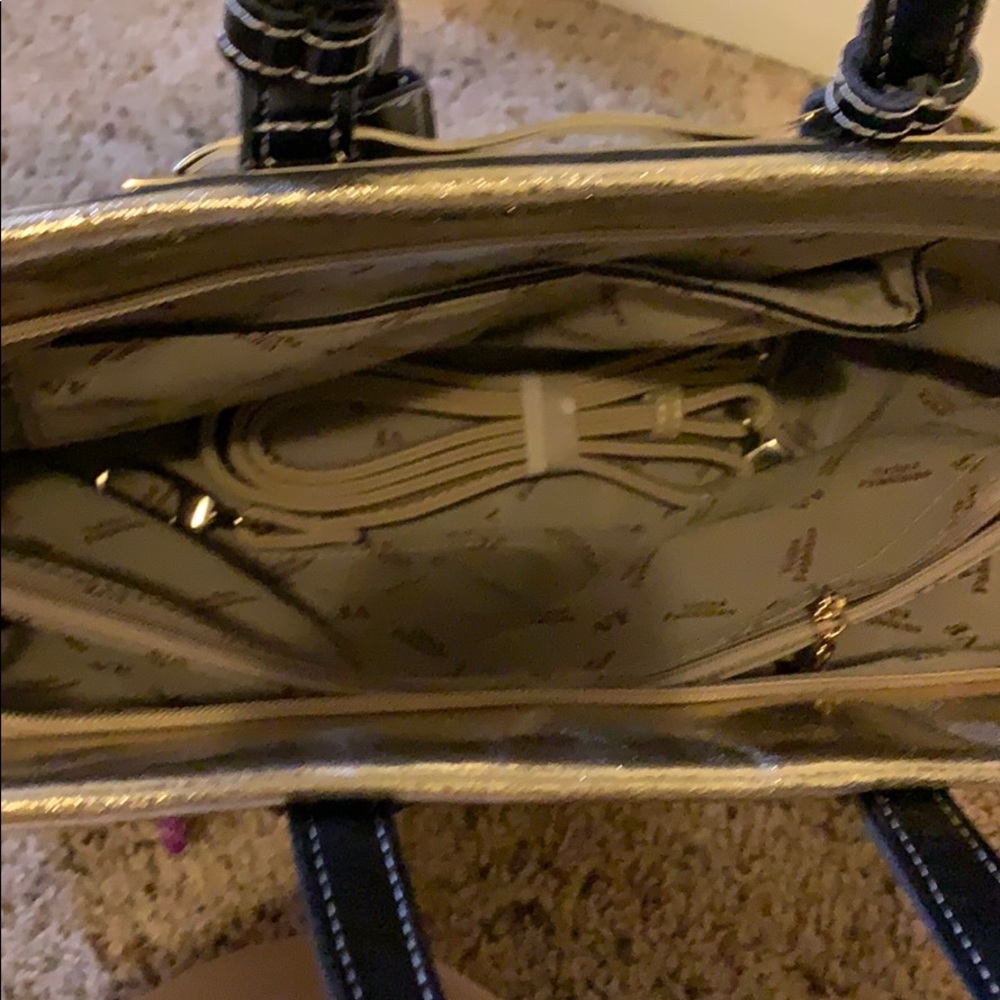 Velina Fabbiano beige/gold/blck Faux Croc Purse - Picture 5 of 8